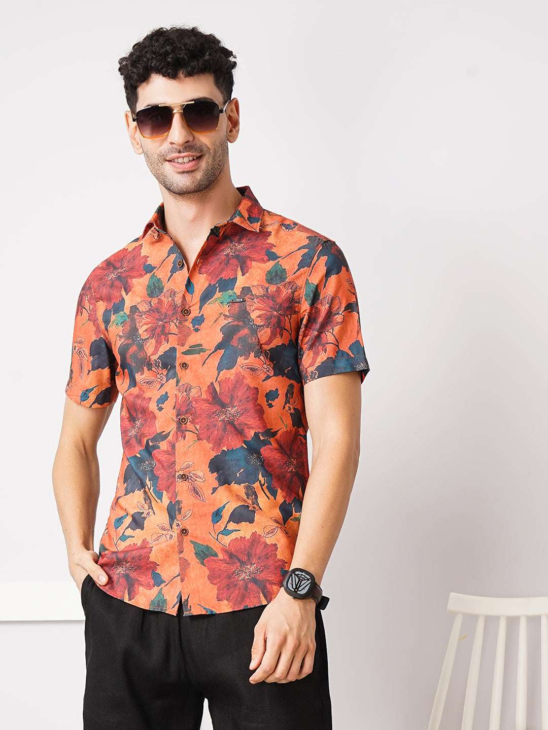 Shop Men's Floral Slim Fit Shirt Online.