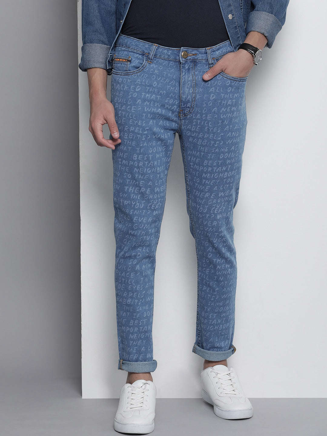 Shop Men Printed Slim Fit Jeans Online.