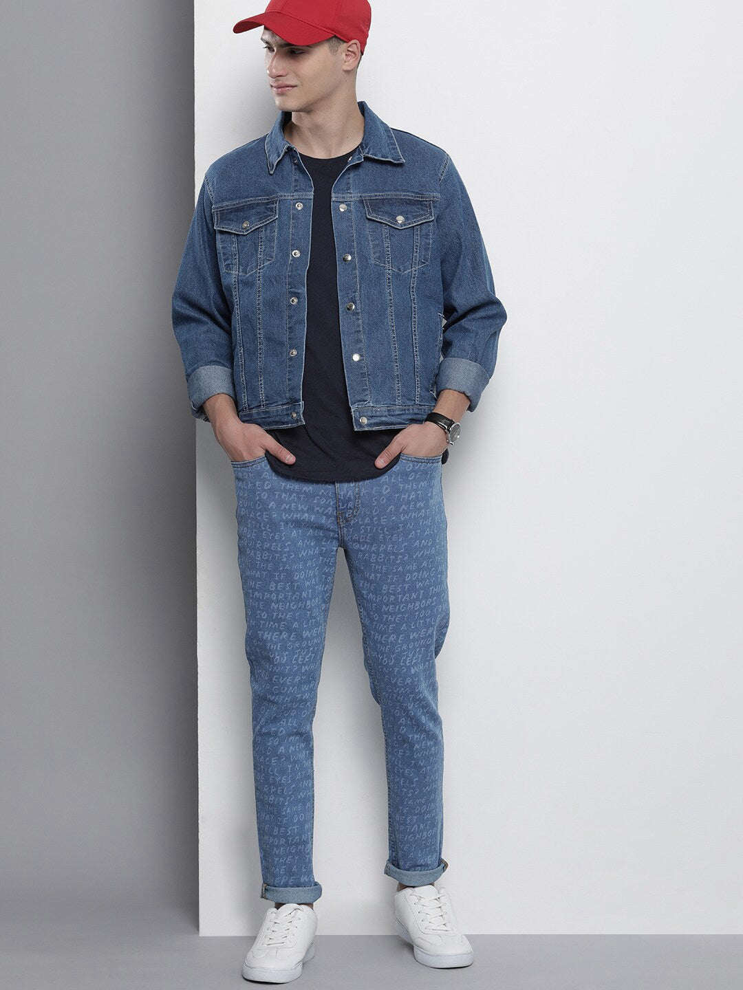 Shop Men Printed Slim Fit Jeans Online.