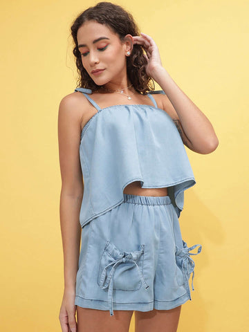 Shop Women Denim Co-Ord Set Online.