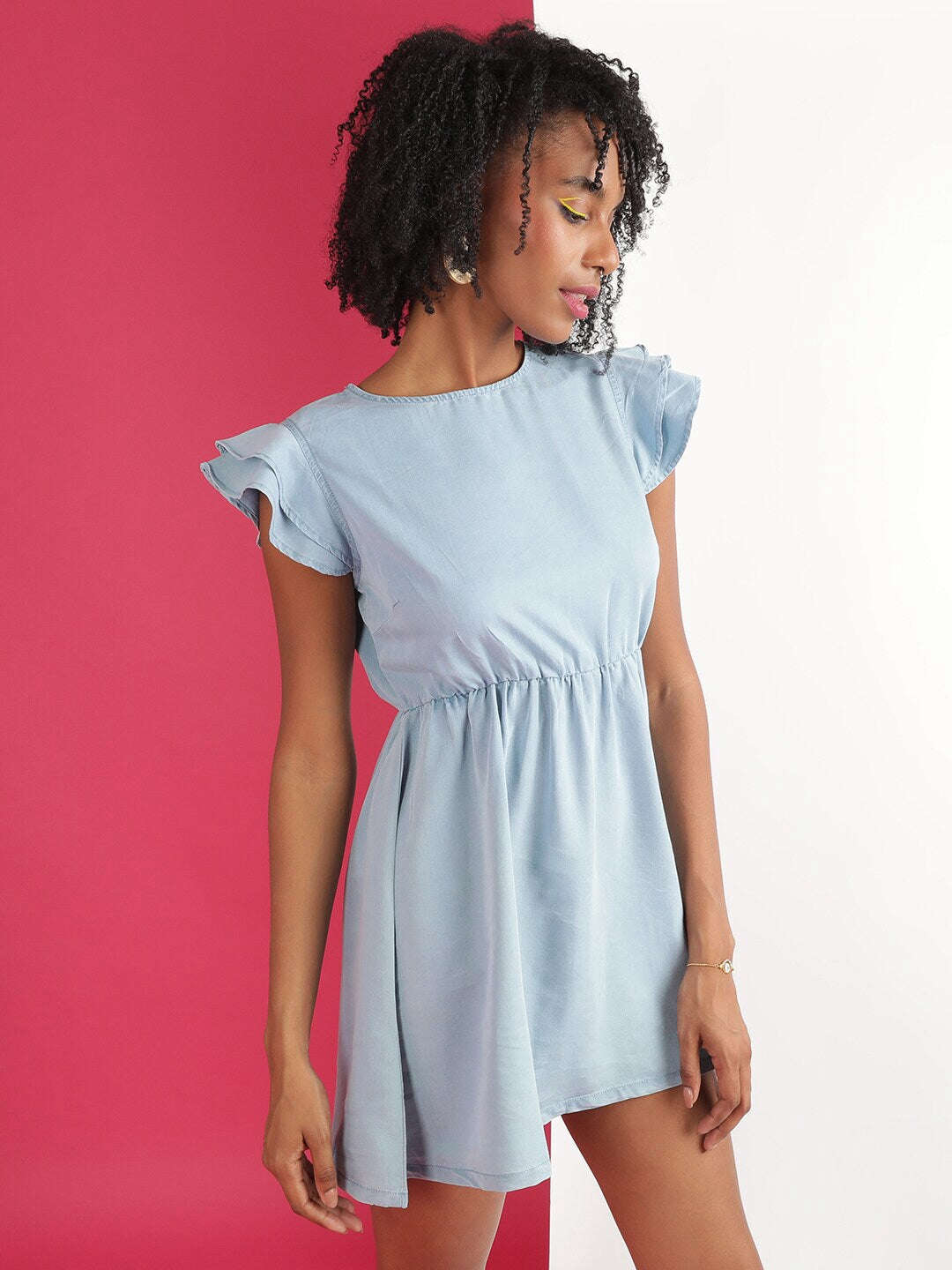 Shop Women Denim Flare Short Dress Online.