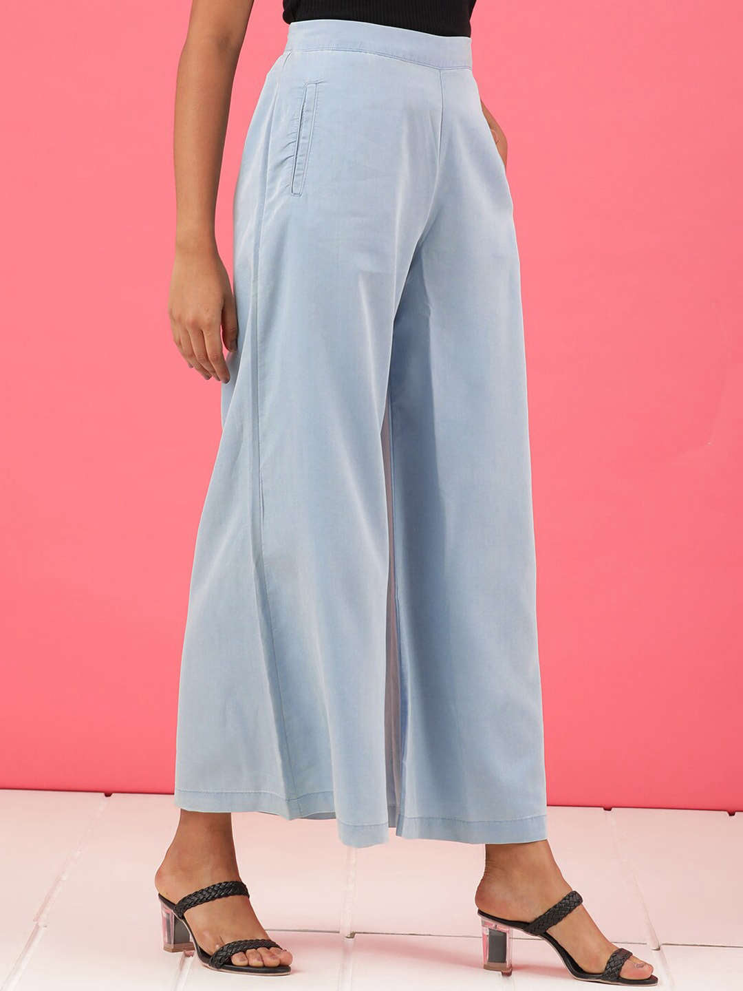 Shop Women High Waist Denim Flare Pant Online.