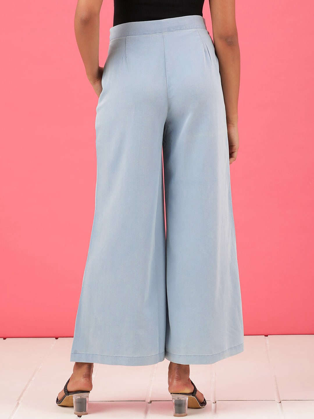 Shop Women High Waist Denim Flare Pant Online.