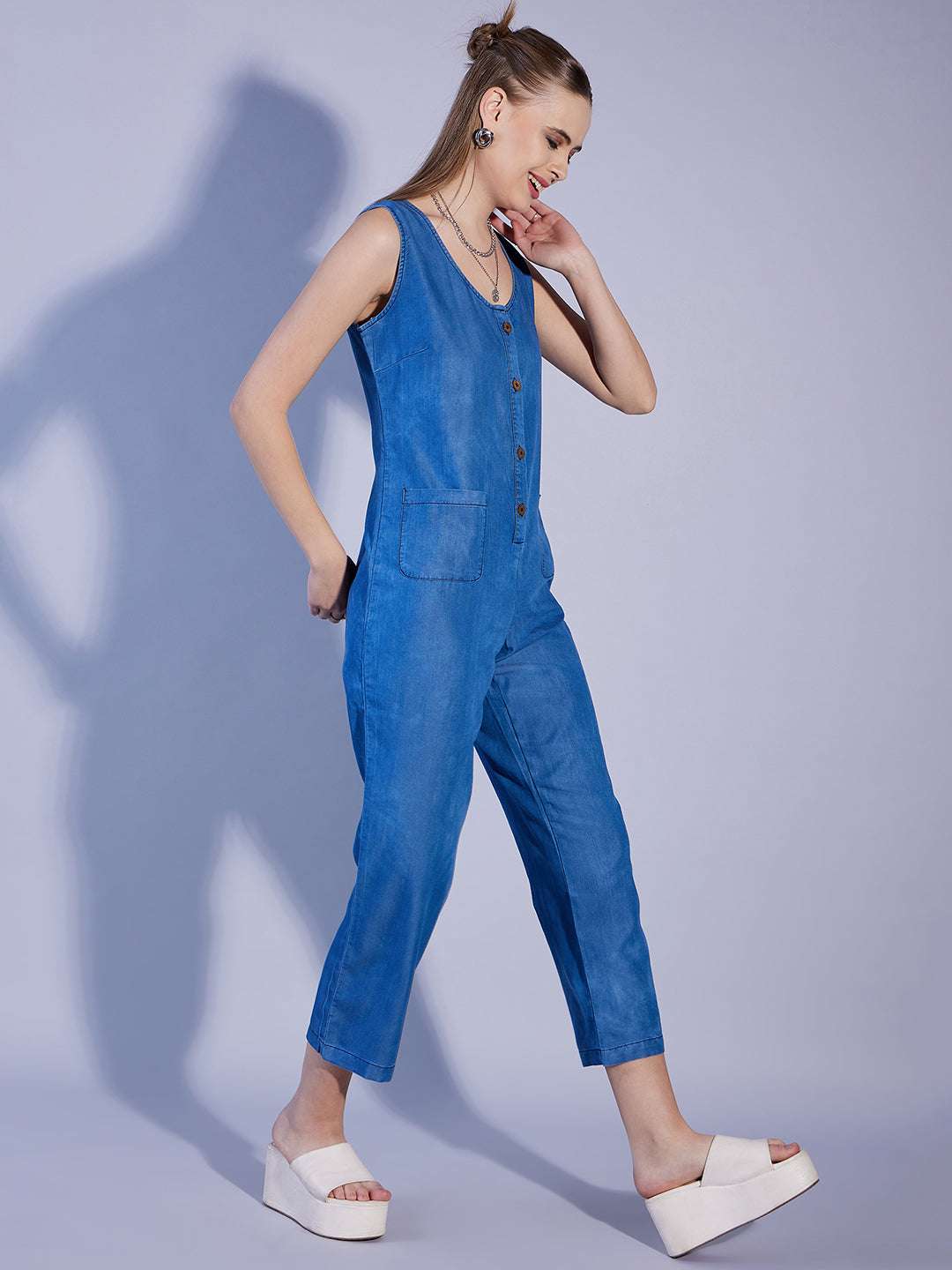 Shop Women Solid Jumpsuit Online.