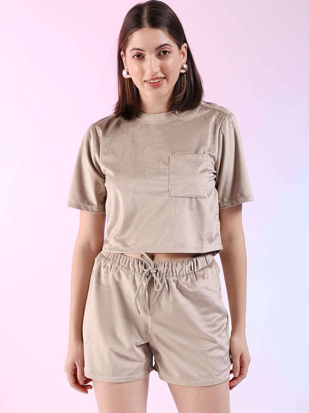 Shop Women Solid Co-ord Set Online.