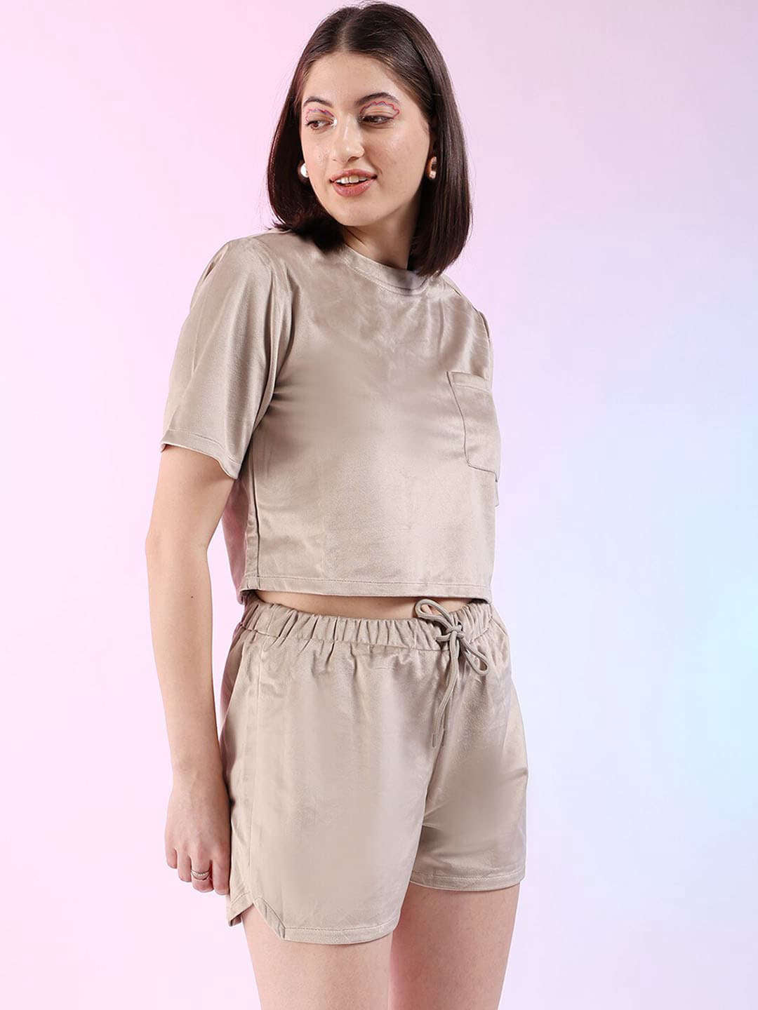 Shop Women Solid Co-ord Set Online.