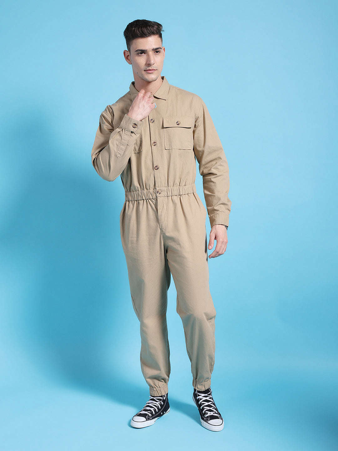 Shop Men Solid Jumpsuit Online.