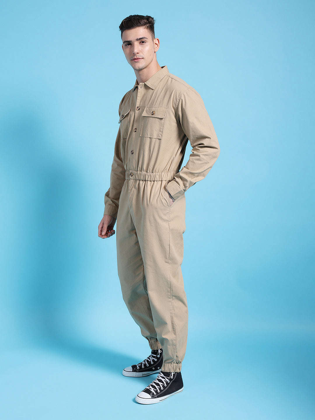 Shop Men Solid Jumpsuit Online.