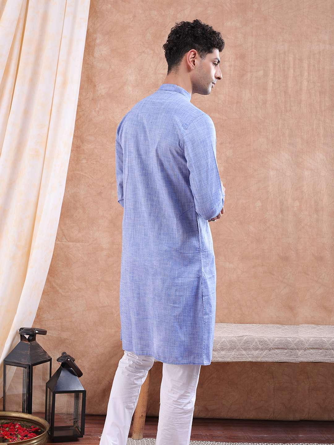 Shop Men Long Kurta Trail Cut Online.