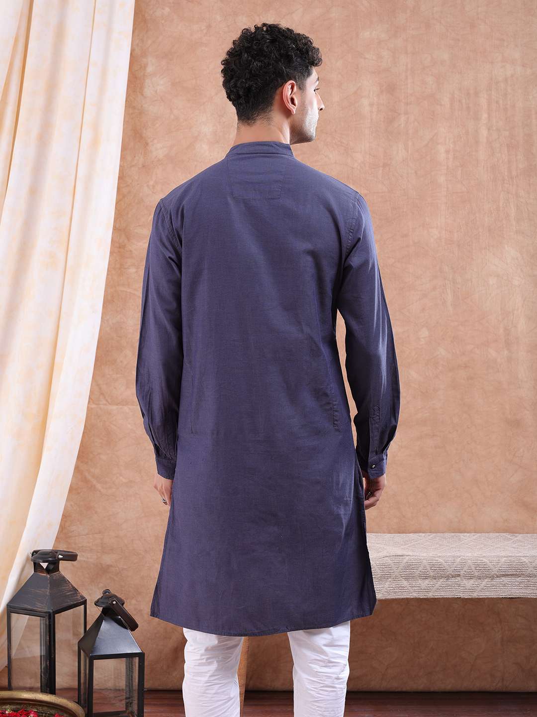 Shop Men Long Kurta Trail Cut Online.