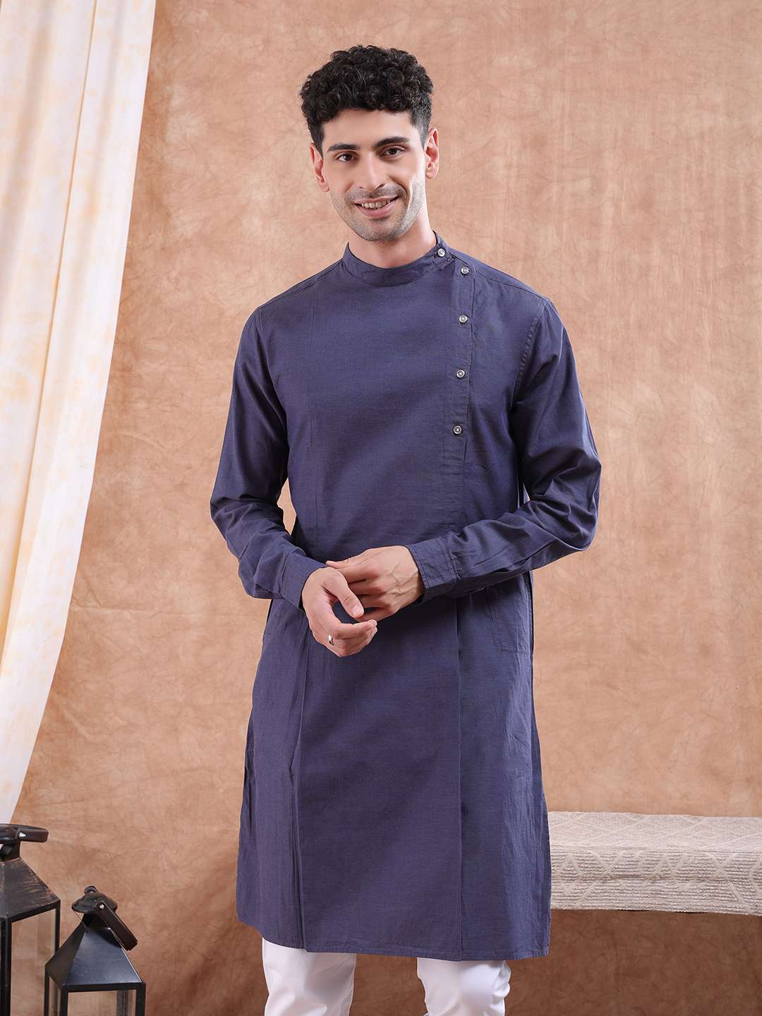 Shop Men Long Kurta Trail Cut Online.