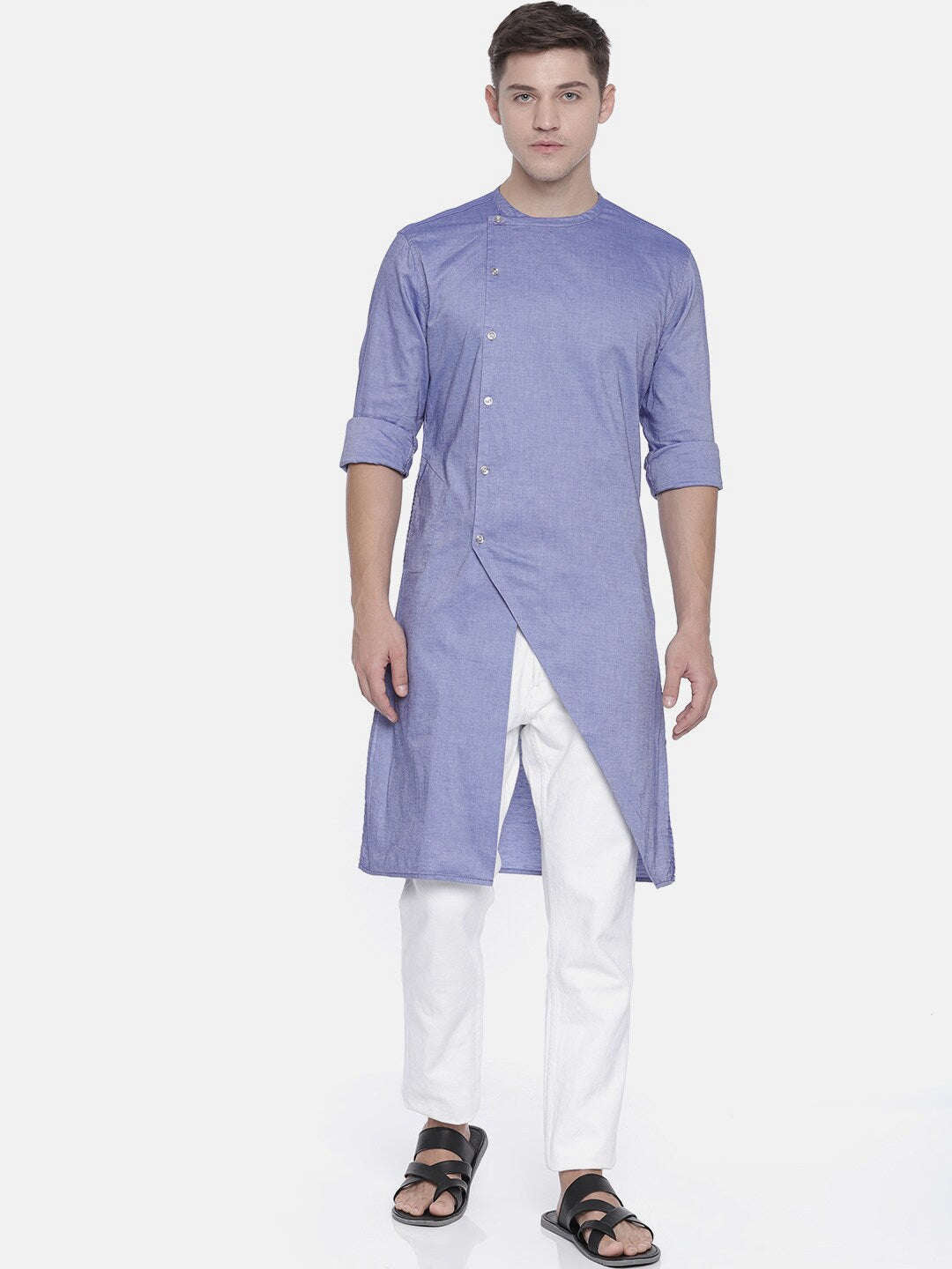 Shop Men Long Kurta Trail Cut Online.