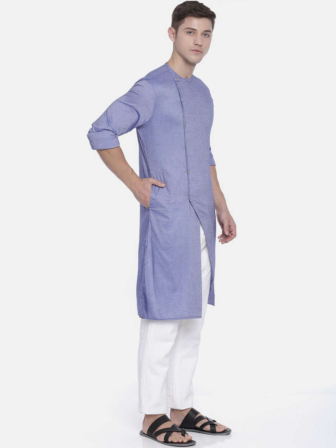 Shop Men Long Kurta Trail Cut Online.