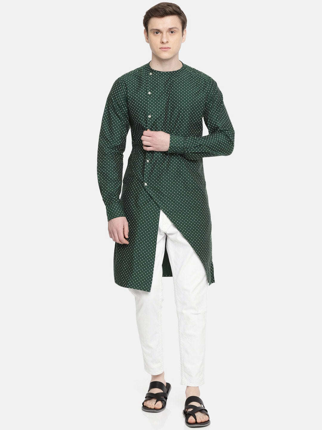 Shop Men Long Kurta Trail Cut Online.