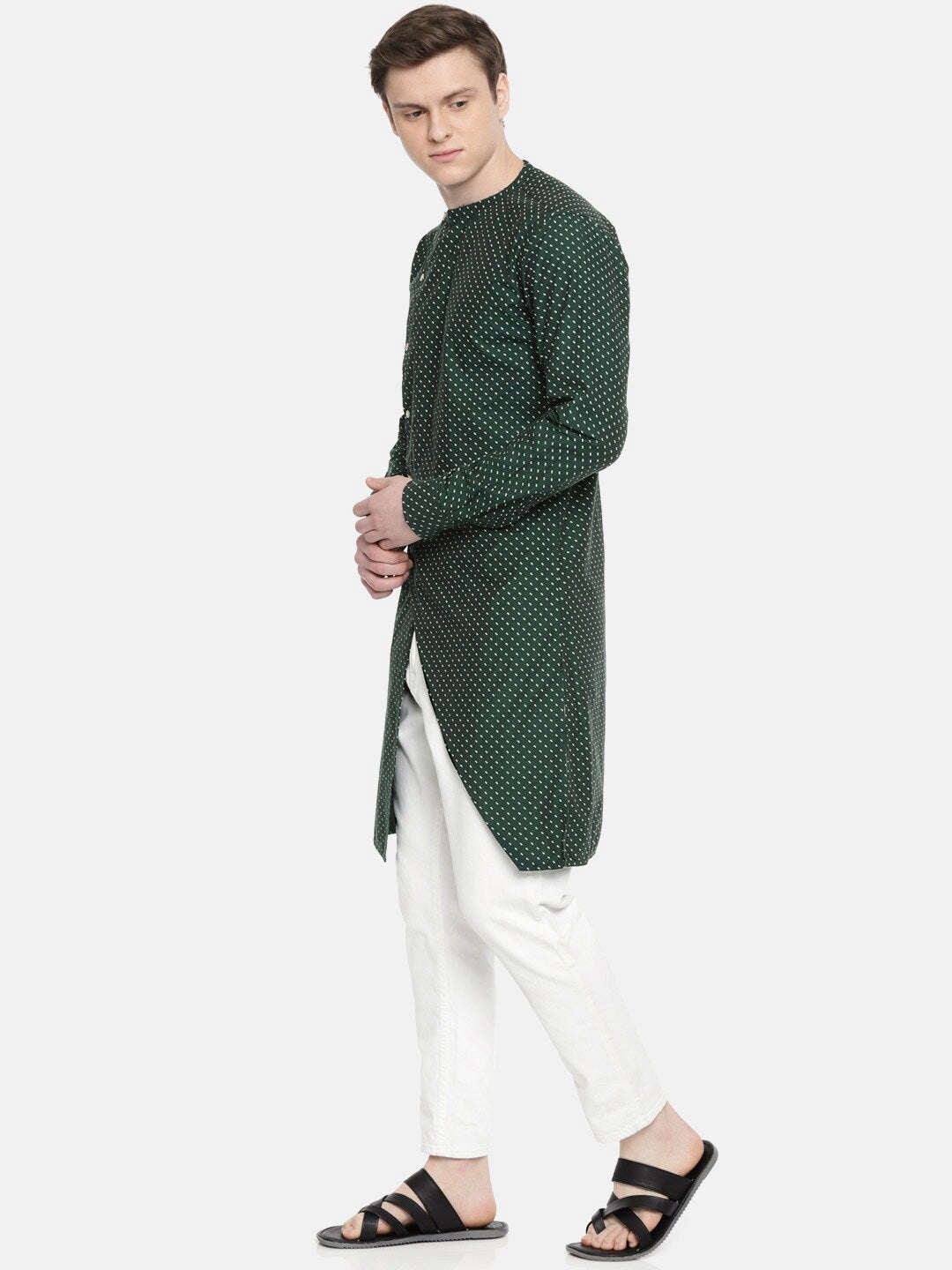 Shop Men Long Kurta Trail Cut Online.