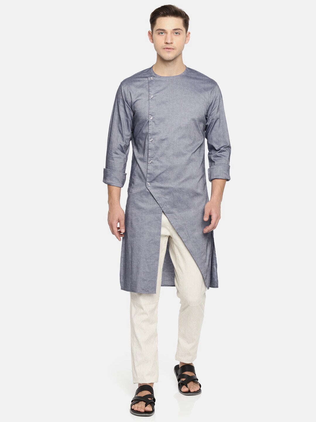 Shop Men Long Kurta Trail Cut Online.