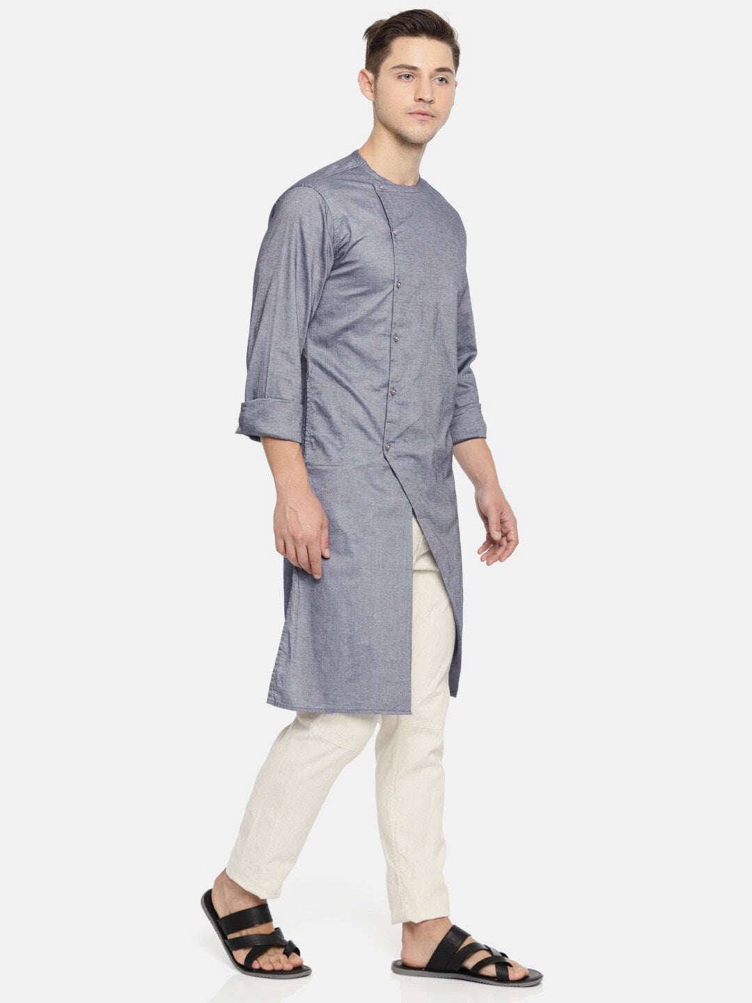 Shop Men Long Kurta Trail Cut Online.