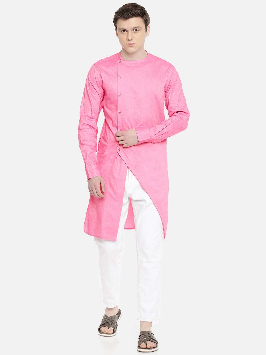 Shop Men Long Kurta Trail Cut Online.