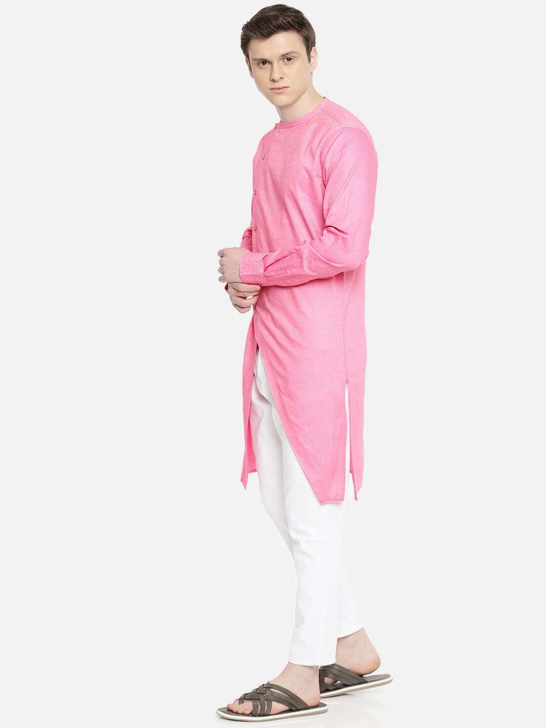 Shop Men Long Kurta Trail Cut Online.