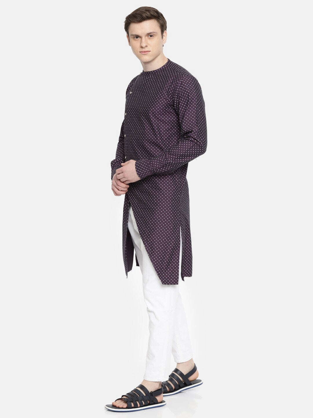 Shop Men Long Kurta Trail Cut Online.