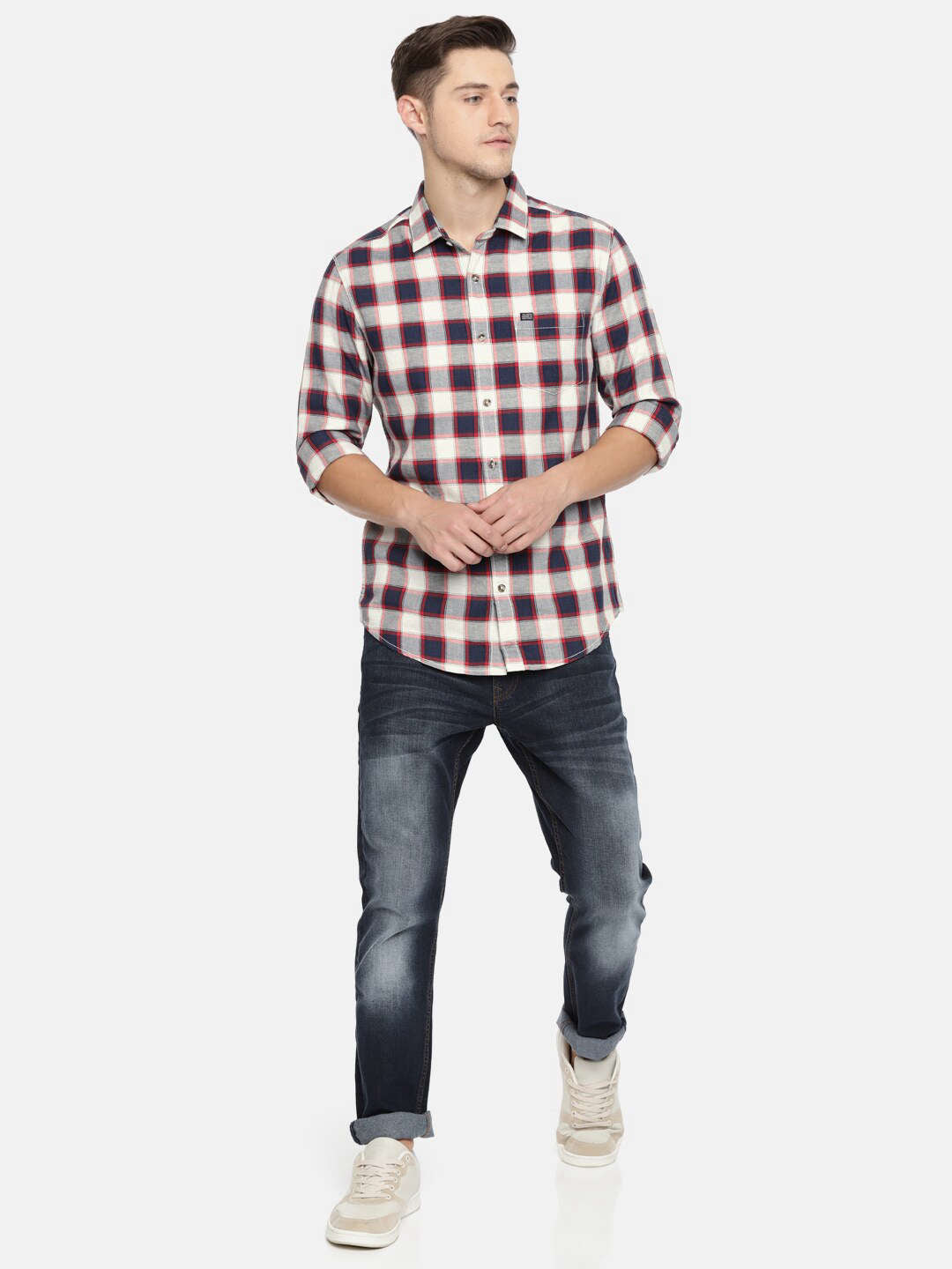 Shop Men Checked Casual Shirt Online.