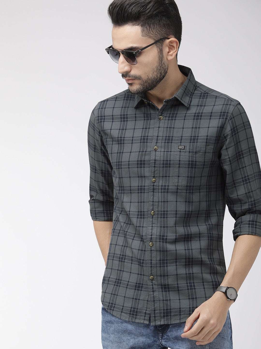 Shop Men's Checked Slim Fit Shirt Online.