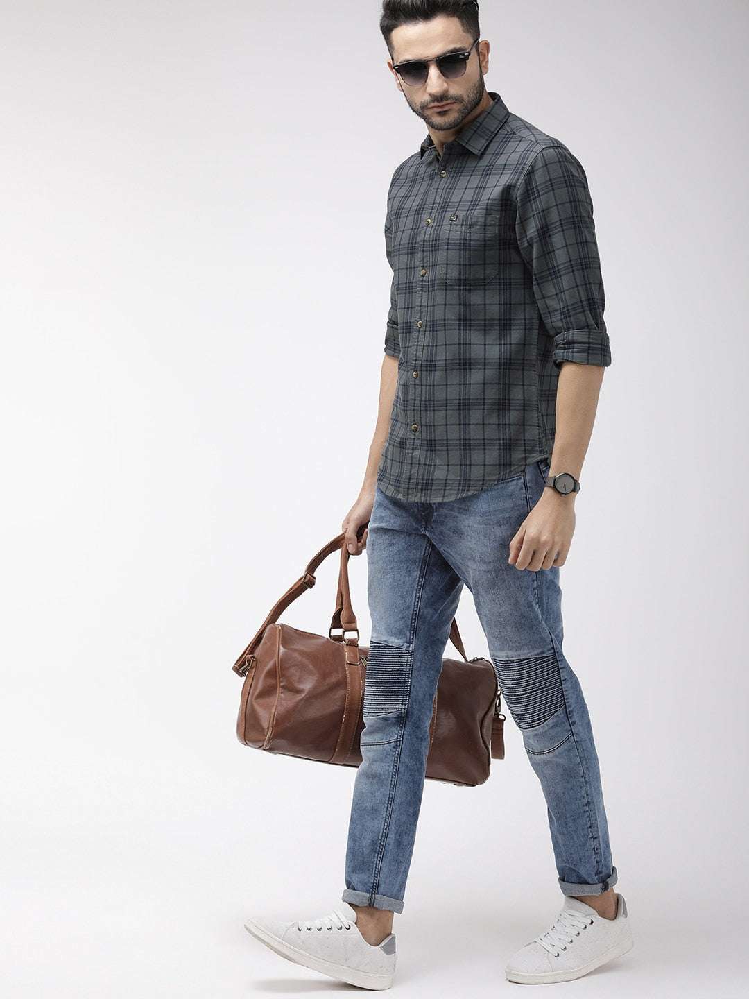 Shop Men's Checked Slim Fit Shirt Online.