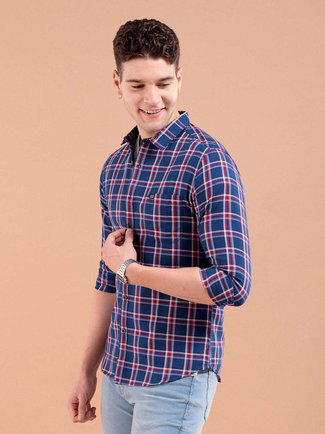 Shop Men Checked Casual Shirt Online.