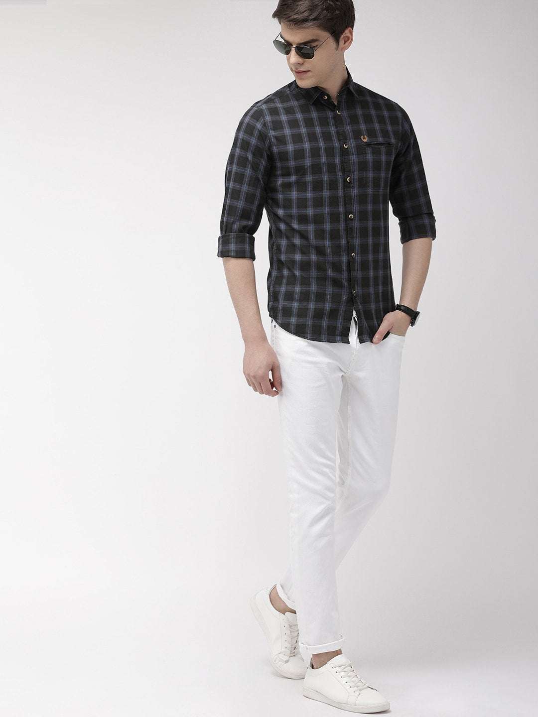 Shop Men Casual Checked Shirt Online.