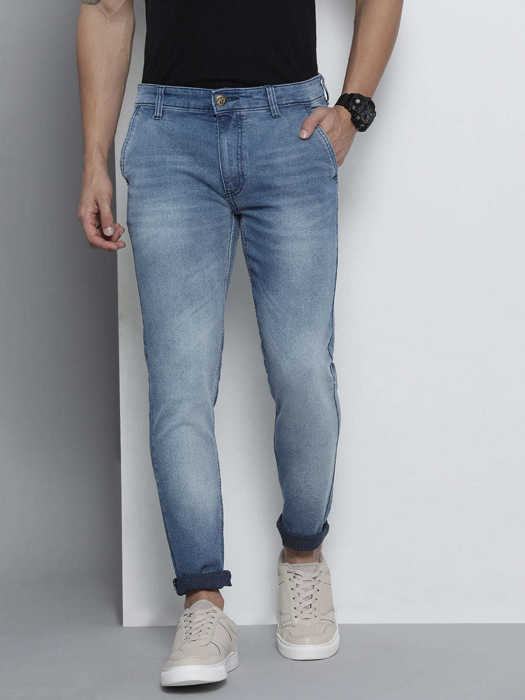 Shop Men Solid Denim Online.