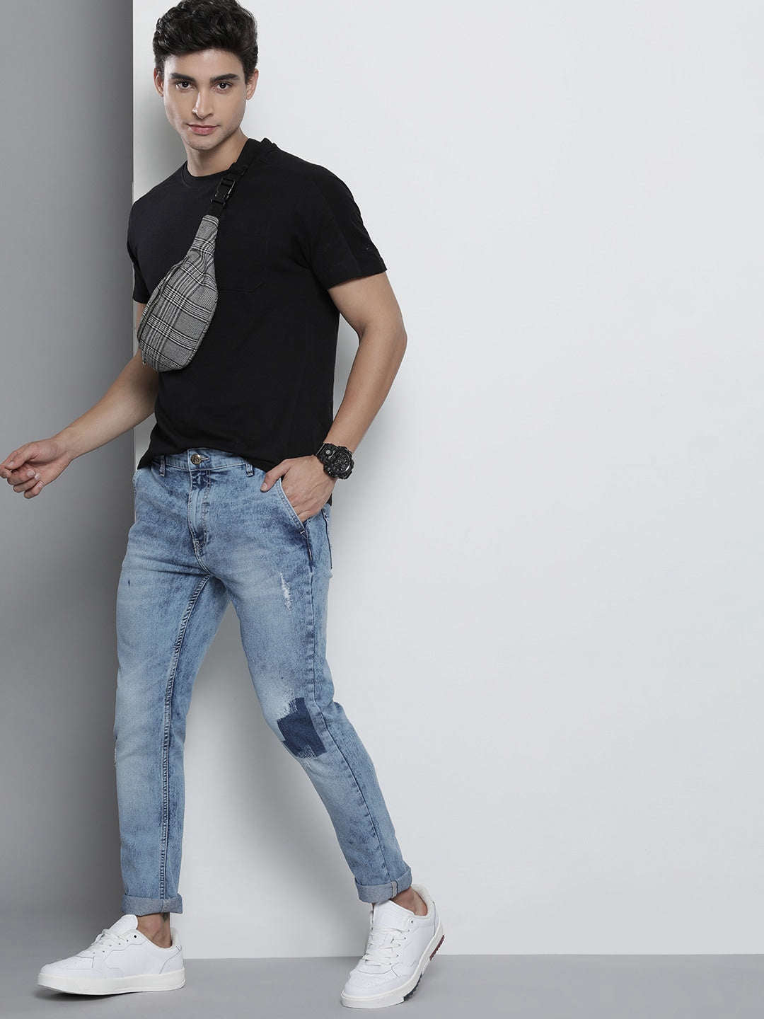 Shop Men Solid Denim Online.