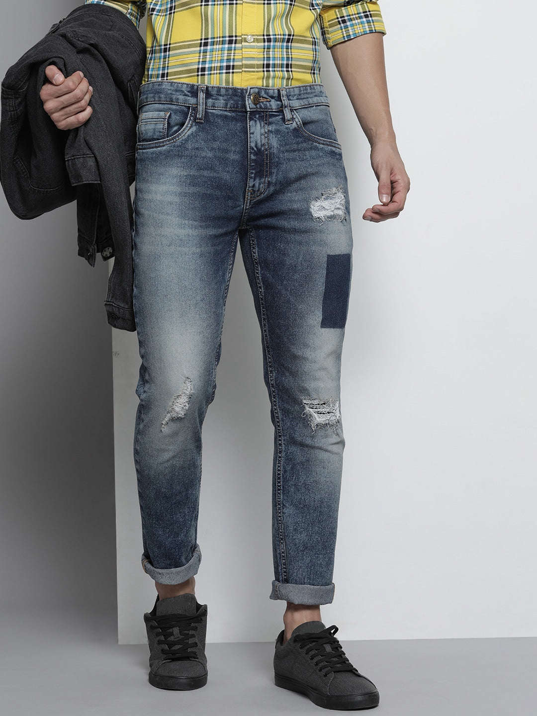 Shop Men Solid Denim Online.