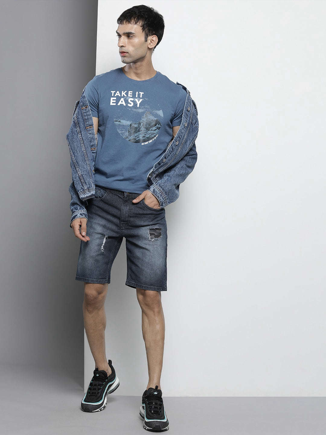 Shop Men Denim Shorts Online.