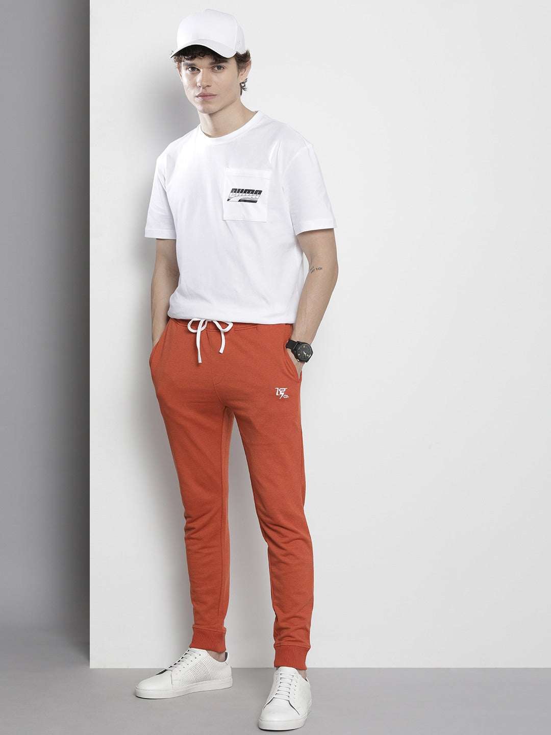 Shop Men Placement Embroidery Jogger Online.