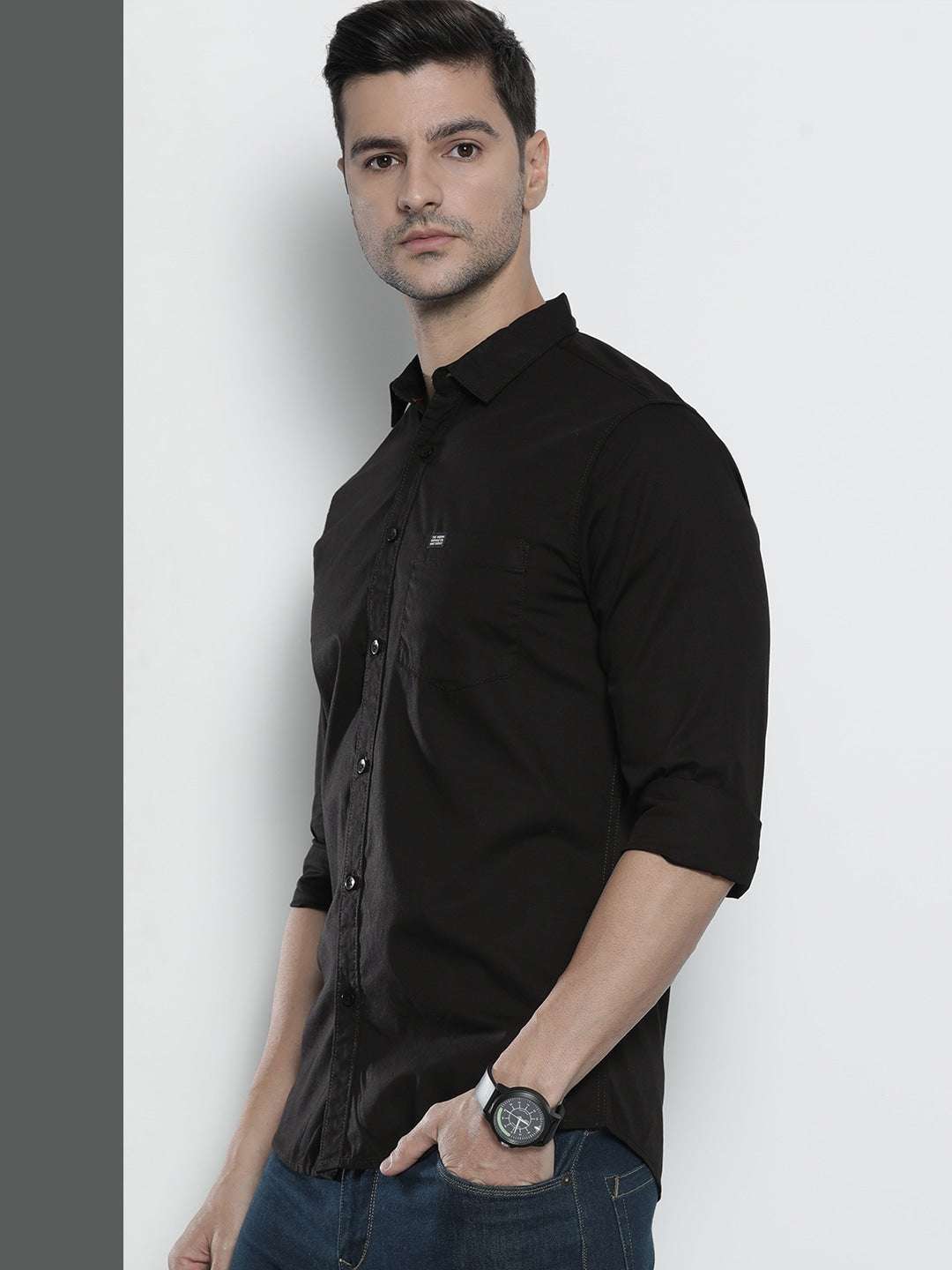 Shop Men's Solid Slim Fit Shirt Online.