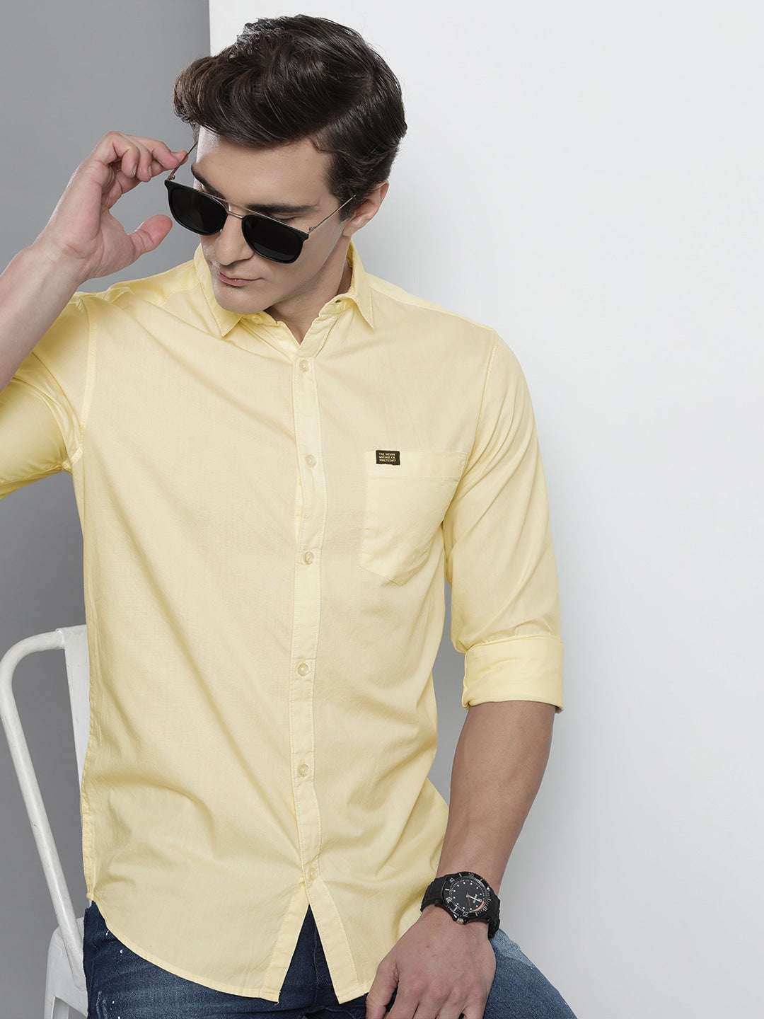 Shop Men's Solid Slim Fit Shirt Online.