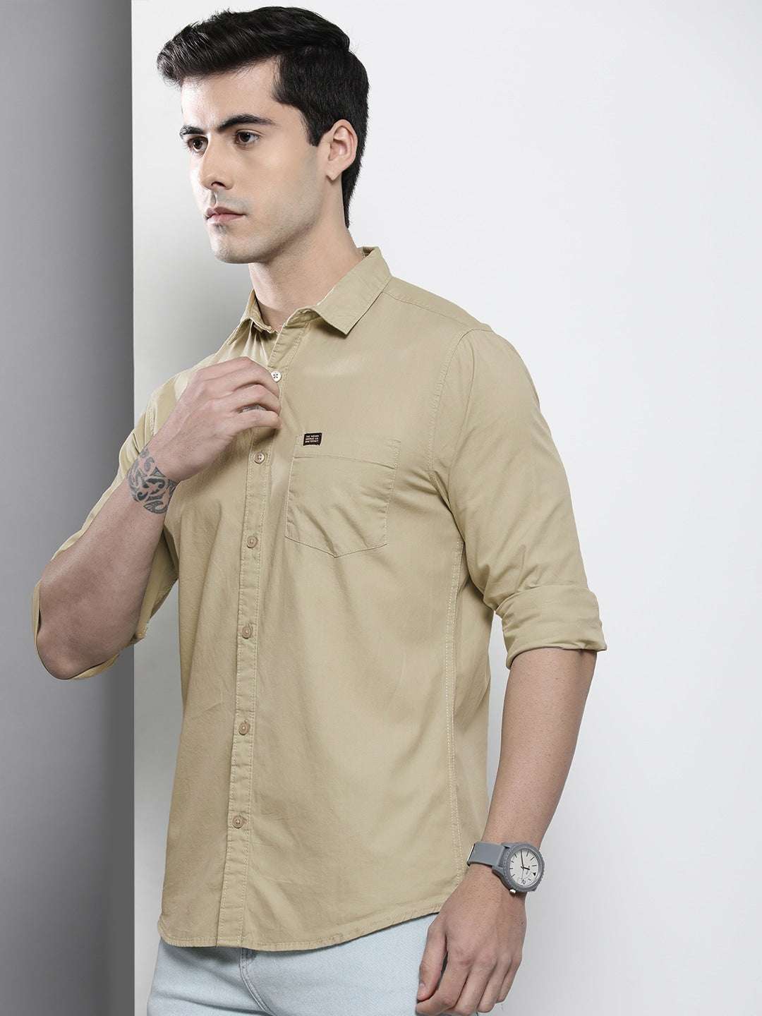 Shop Men's Solid Slim Fit Shirt Online.