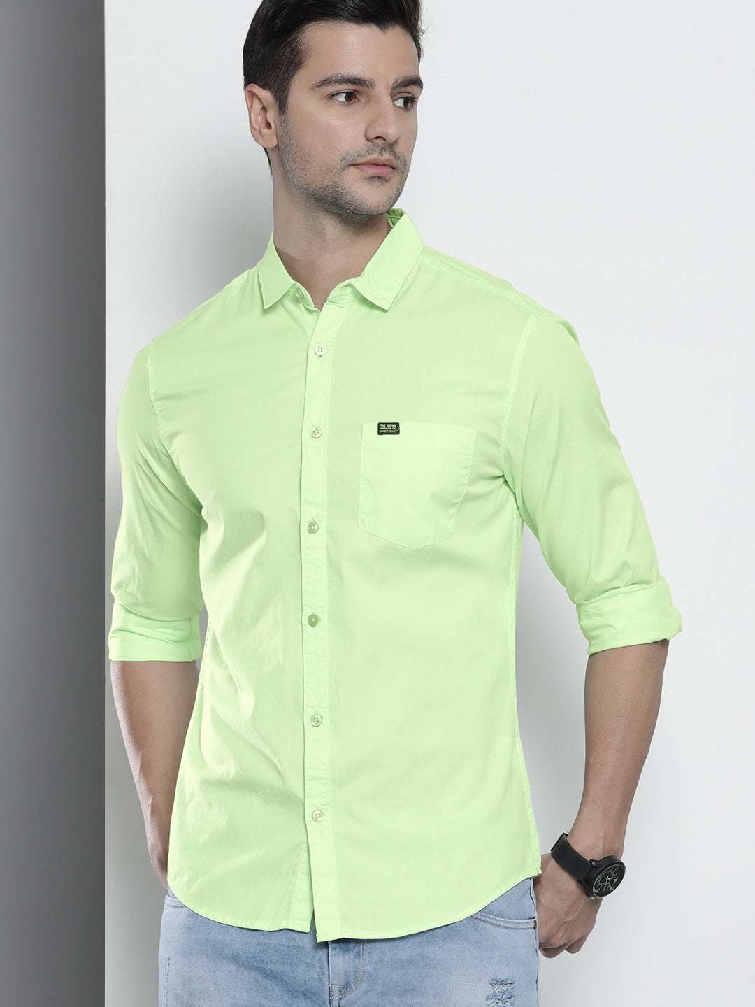 Shop Men's Solid Slim Fit Shirt Online.