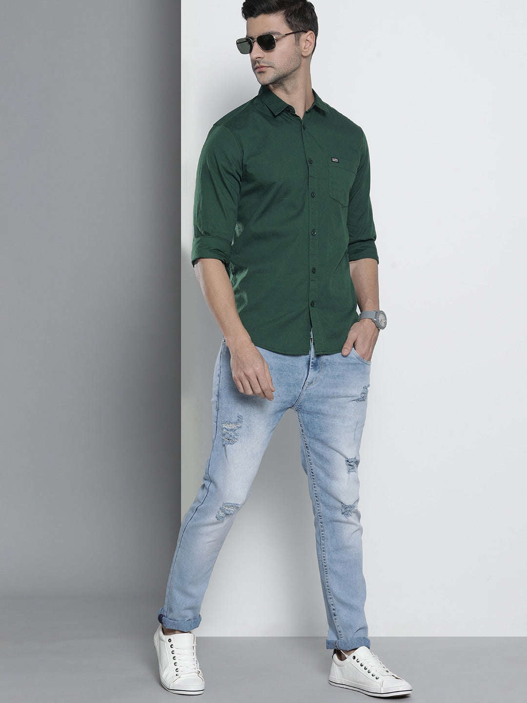 Shop Men's Solid Slim Fit Shirt Online.