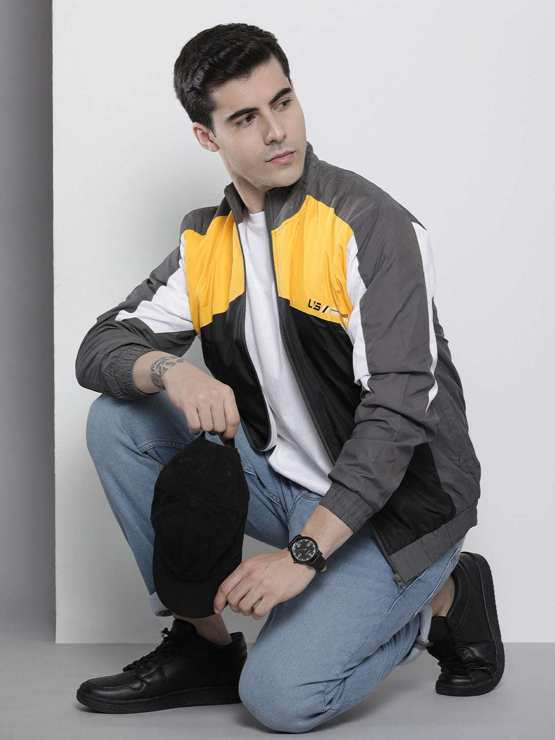 Shop Men Color Block Windcheater Online.