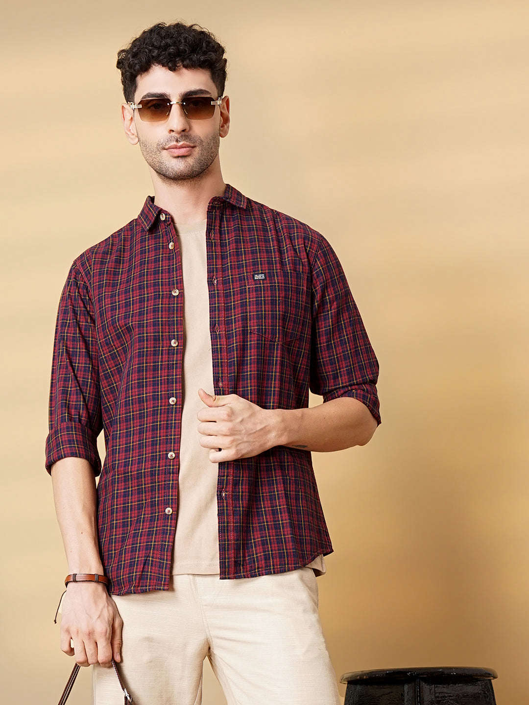 Shop Men Checked Casual Shirt Online.