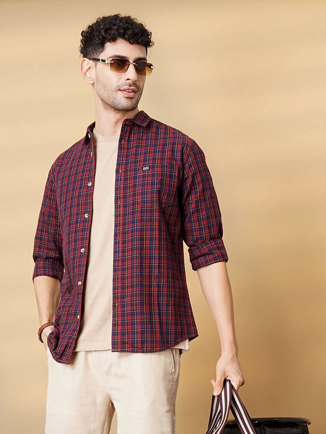 Shop Men Checked Casual Shirt Online.