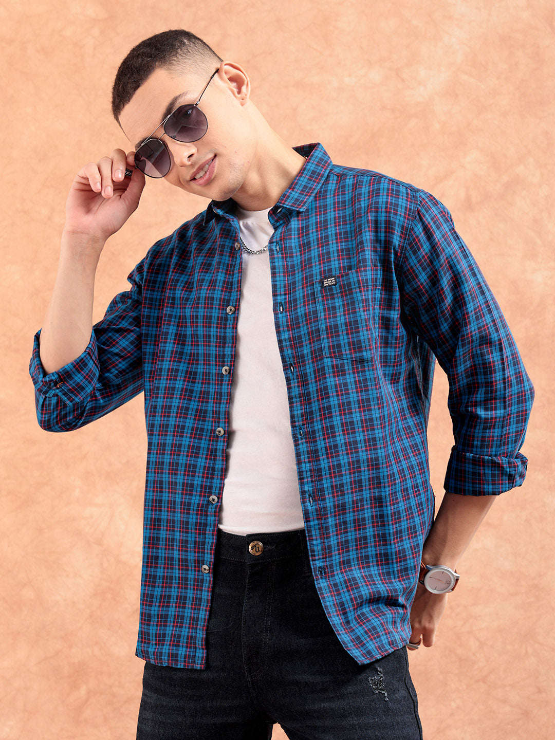 Shop Men's Checked Regular Fit Shirt Online.