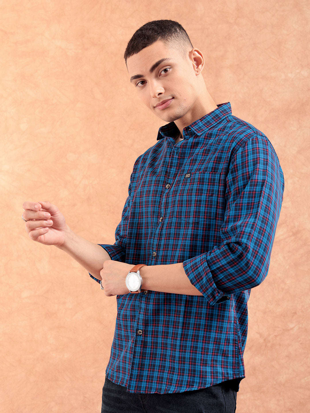 Shop Men's Checked Regular Fit Shirt Online.