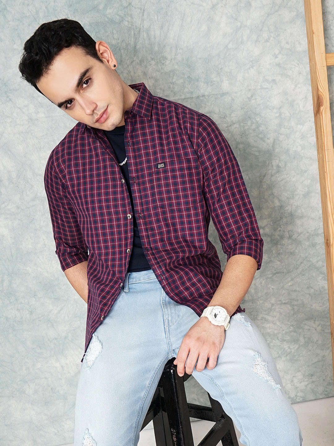 Shop Men Checked Casual Shirt Online.