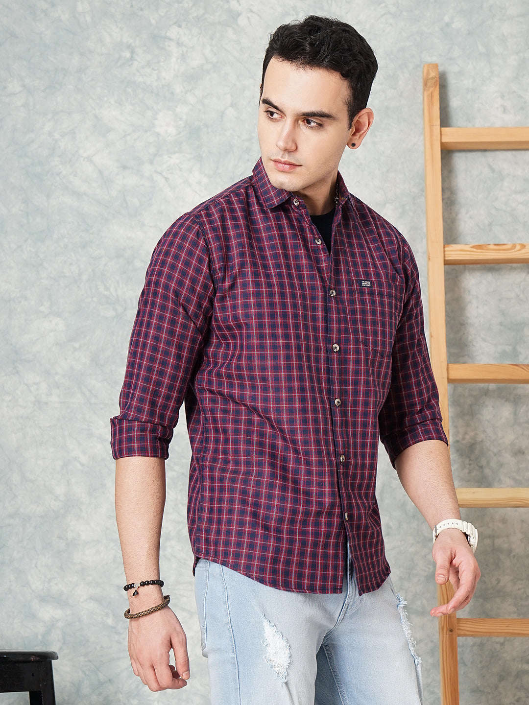 Shop Men Checked Casual Shirt Online.