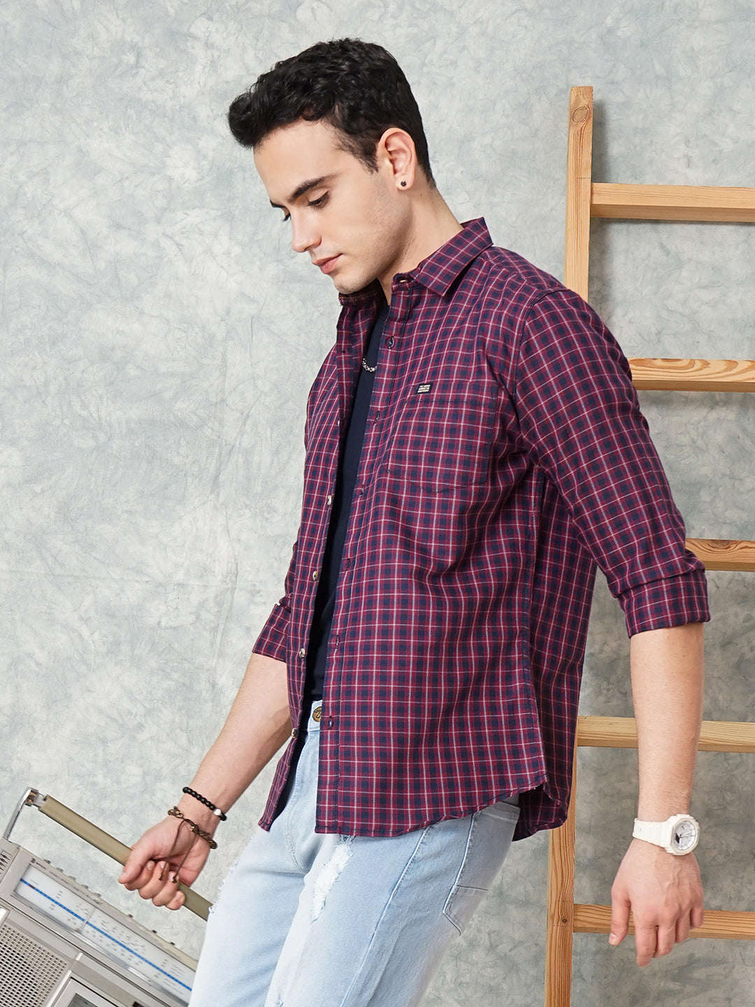 Shop Men Checked Casual Shirt Online.