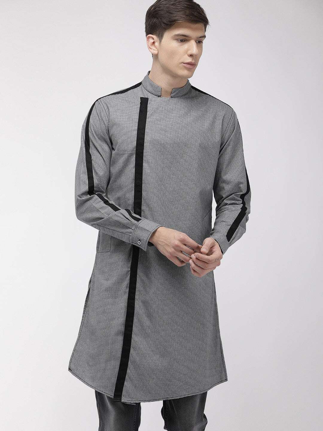 Shop Men Long Kurta Trail Cut Online.