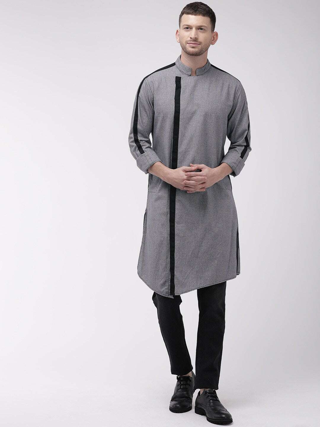 Shop Men Long Kurta Trail Cut Online.