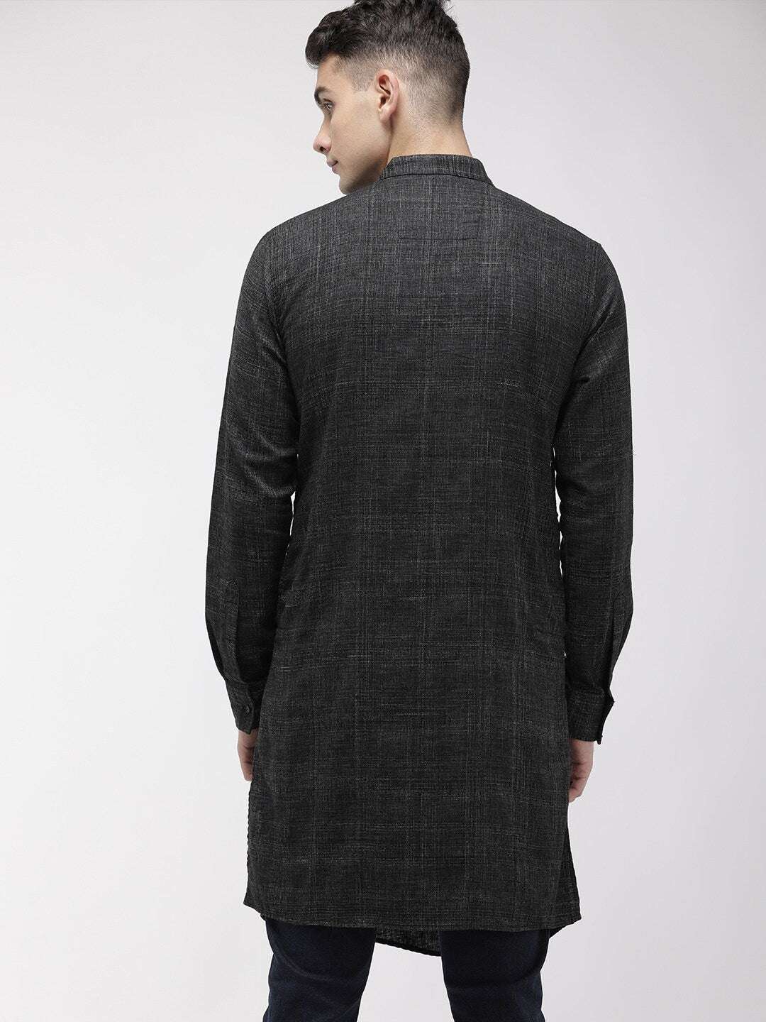 Shop Men Long Kurta Trail Cut Online.